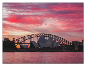 Sydney Opera House Harbour Bridge Sunset Red Sky